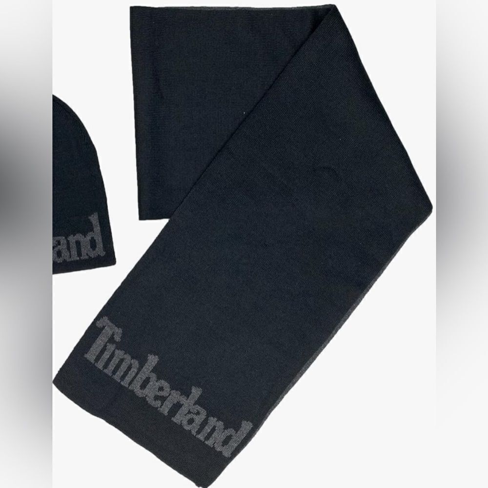 Timberland Men`s Logo Jacquard Reversible Scarf. Light & Dark gray. Soft acrylic - Picture 2 of 7